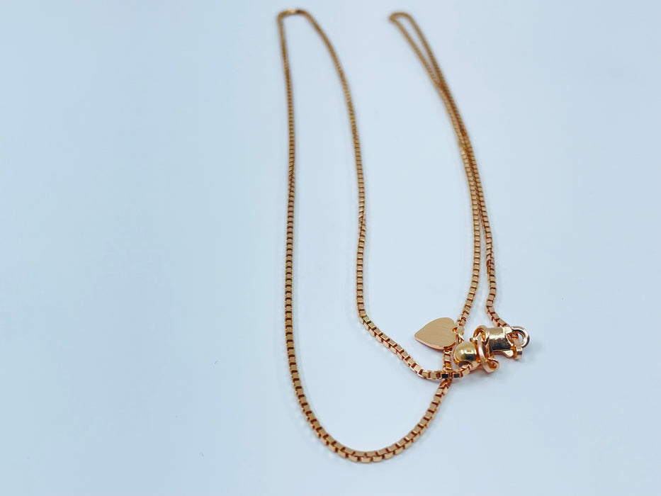 Sterling Silver Rose Tone 22” adjustable Box chain