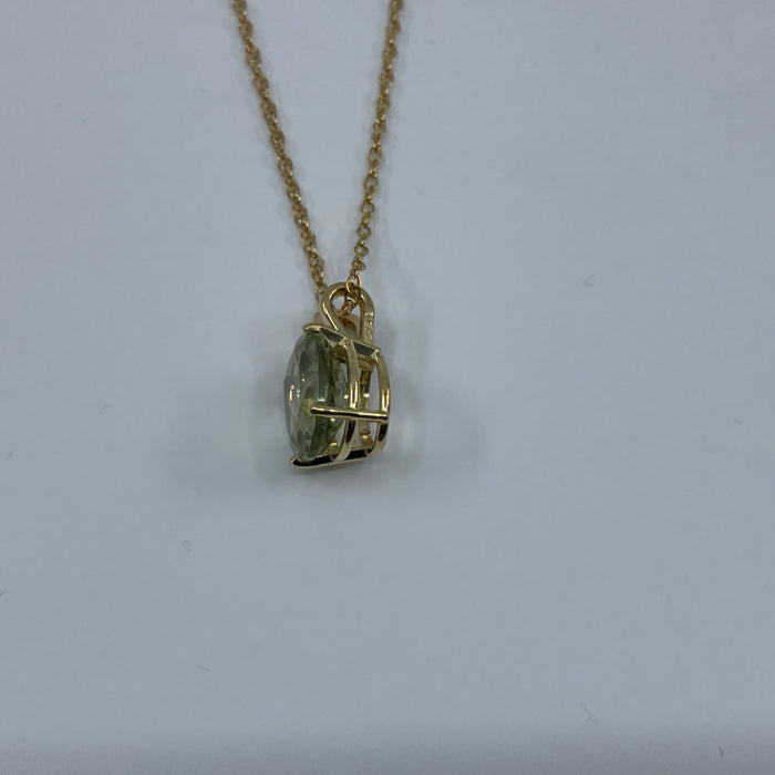 14KT Yellow Gold Tourmaline Lime Oval Pendant
