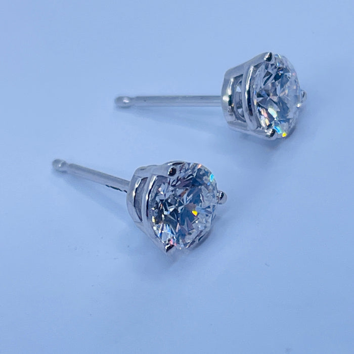 14kt White Gold  1.10ctw FG VS Martini set LG Diamond stud Earrings