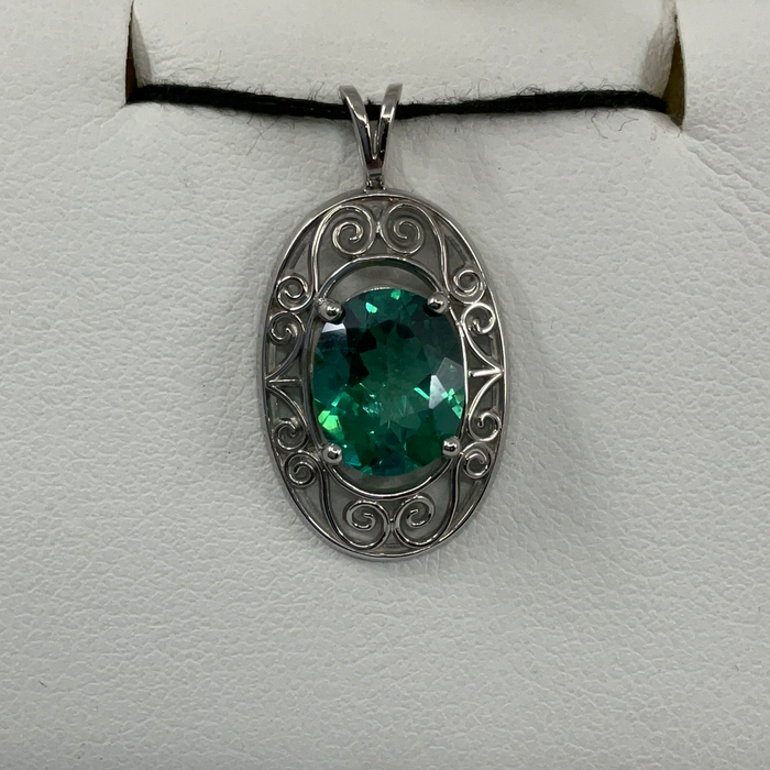 14kt White Gold 3.27ct Ceylon Topaz Pendant