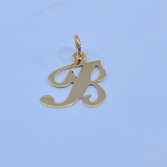 14kt Yellow Gold B pendant charm