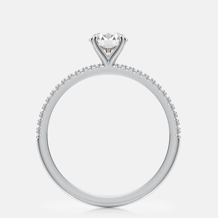 Low profile peg head solitaire with 26 diamond shank Mounting