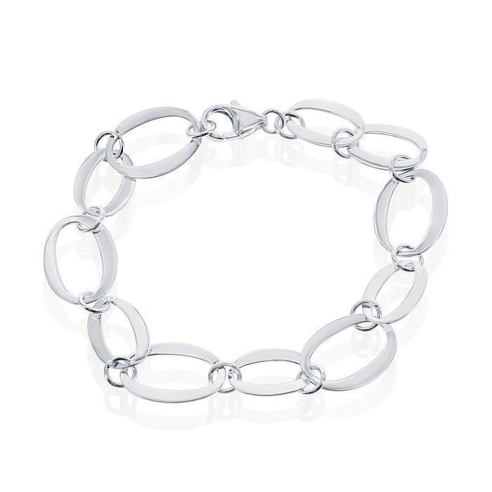 Sterling Silver Open Small and Large Oval Alternating Bracelet