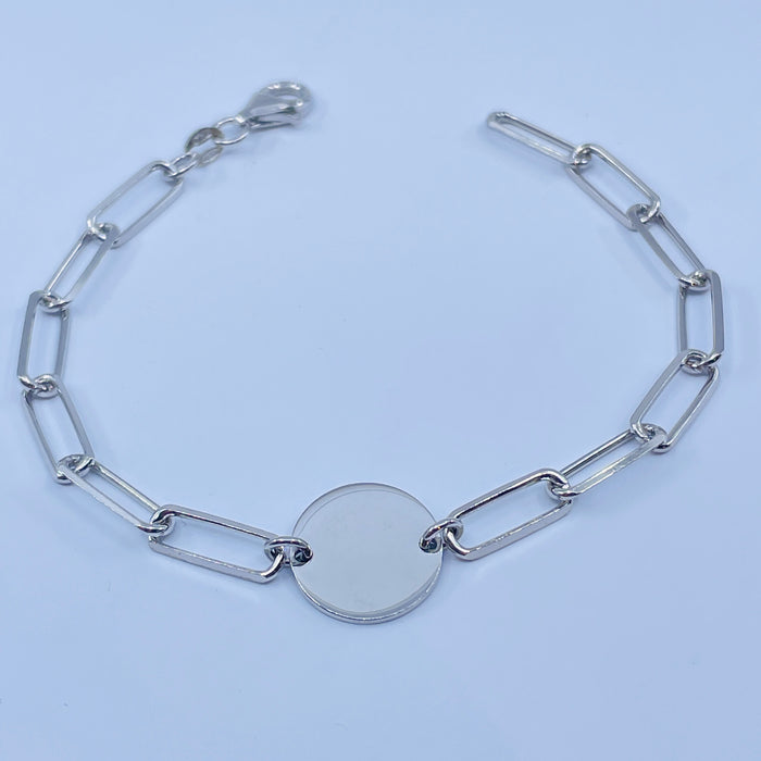 Sterling Silver Paperclip Bracelet with circle