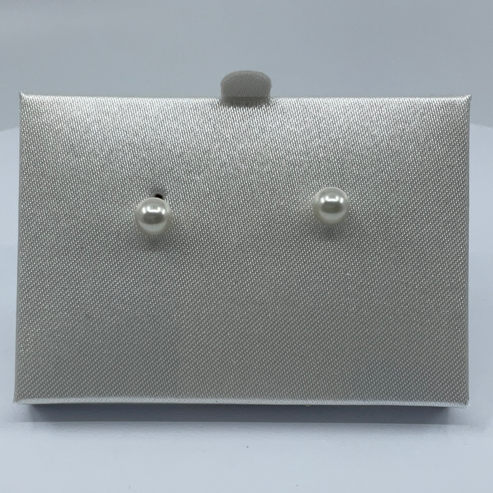 6mm White Glass Pearl Earring