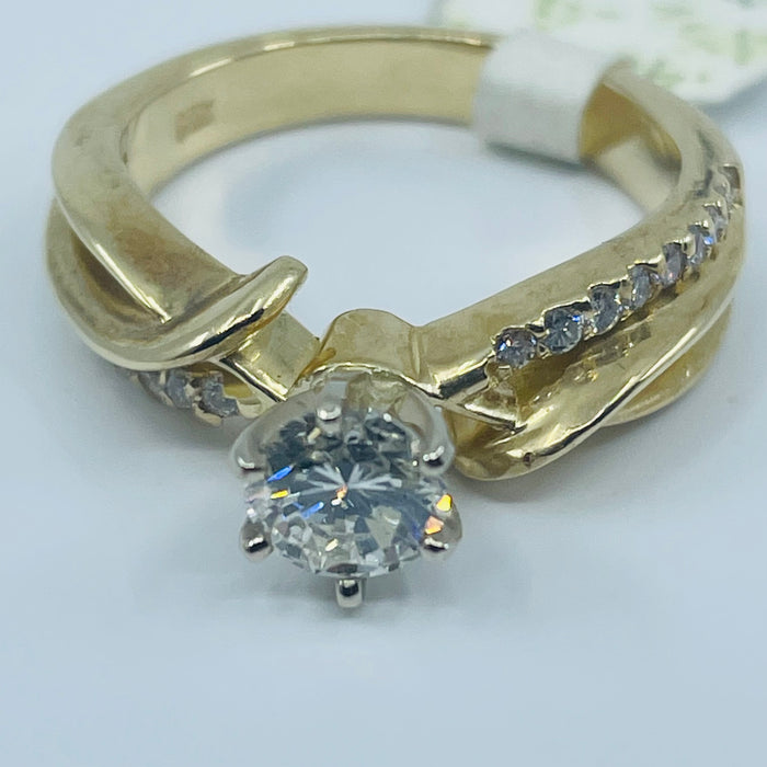 14kt Yellow Gold Diamond Wedding set with .46ct center stone and .31ctw mounting