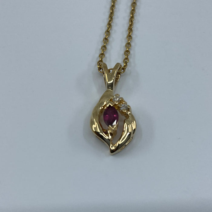 14kt Yellow Gold Ruby and Diamond pendant
