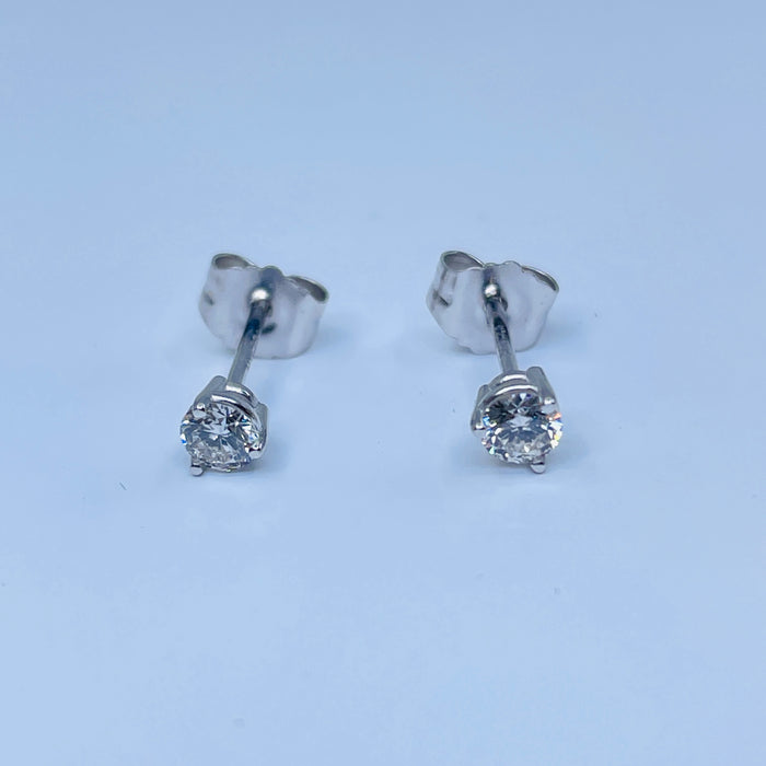 14kt White gold .23 J/K SI2 Martini set round brilliant diamond stud Earrings