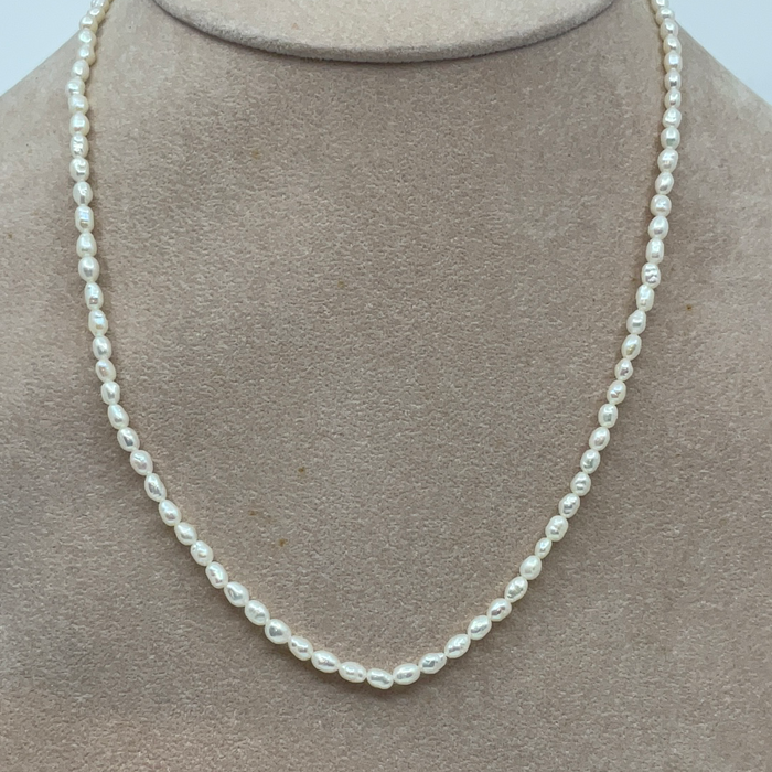 16” White Fresh Water Seed Pearl Necklace