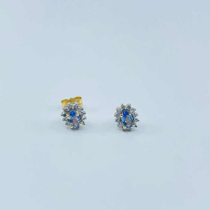 14kt Yellow Gold Tanzanite and Diamond earrings