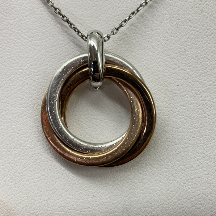 Sterling Silver Rose and silver circle Pendant