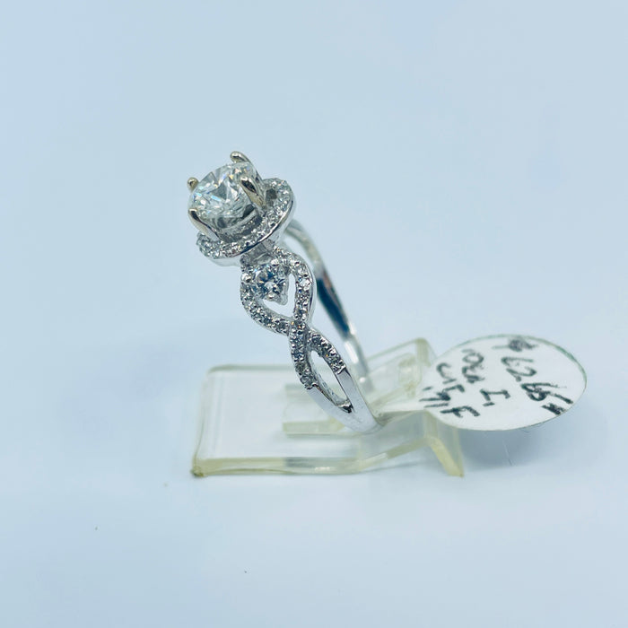14kt White Gold diamond halo Engagement Ring