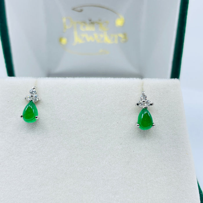 Sterling Silver chrysoprase and CZ Earrings