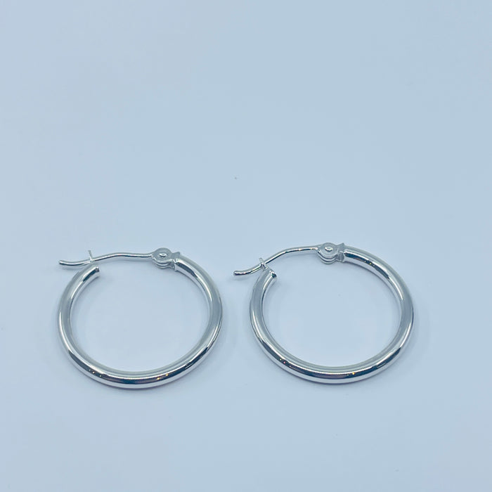 14kt White Gold 2x20mm Hoop Earrings