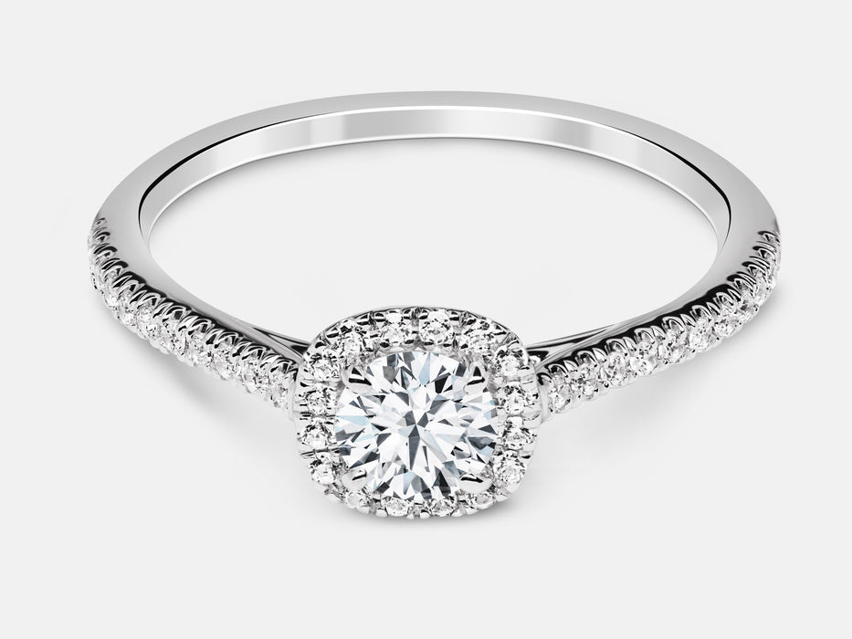 Cushion shaped halo with diamond shank Mounting