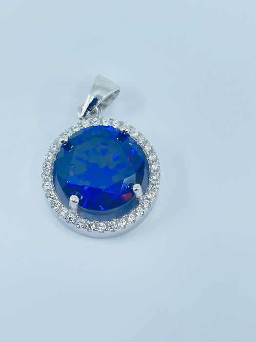 Sterling Silver Purple and White CZ halo Pendant