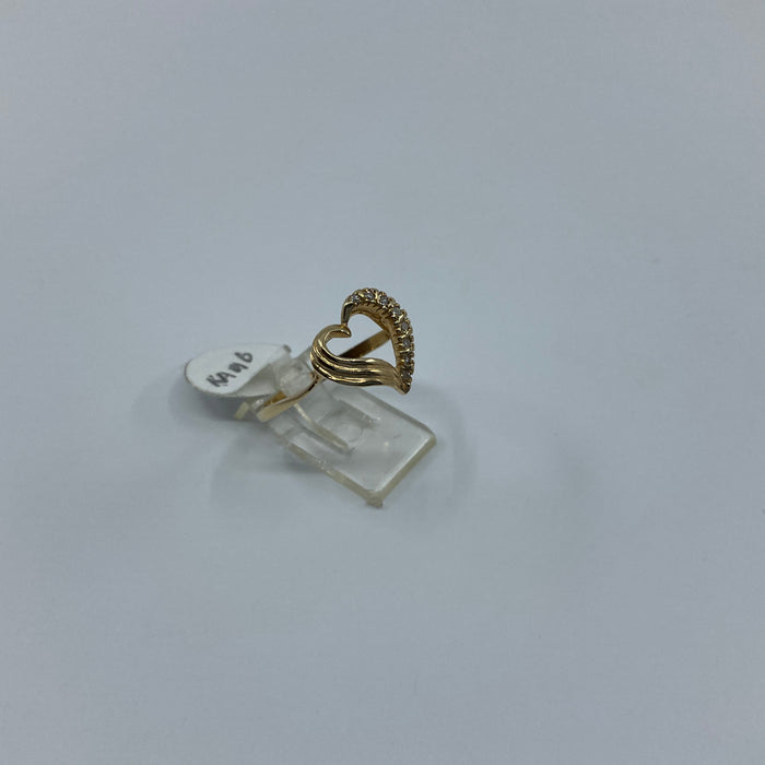 14kt Yellow Gold heart shaped multi diamond ring