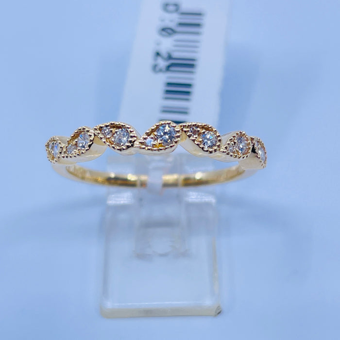 14kt Yellow Gold 14 Diamond .23ctw milled edge ring