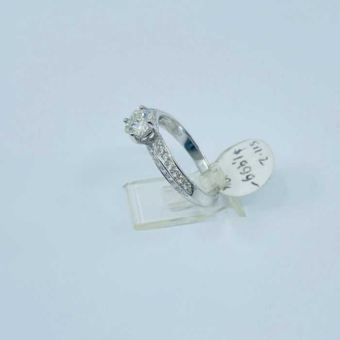 18kt White Gold Moissanite center diamond Engagement Ring