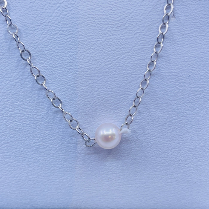 16” Sterling Silver 4mm Promise Pearl Necklace
