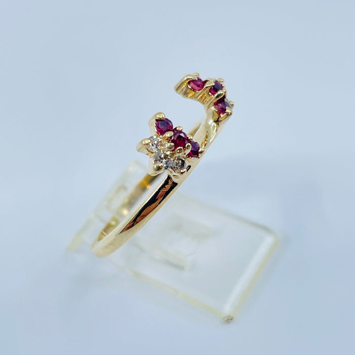 14kt Yellow Gold diamond and Ruby Wrap