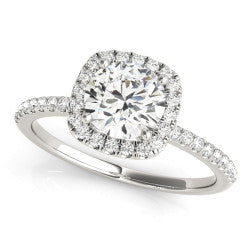 14kt White Gold lab grown diamond Halo engagement Mounting