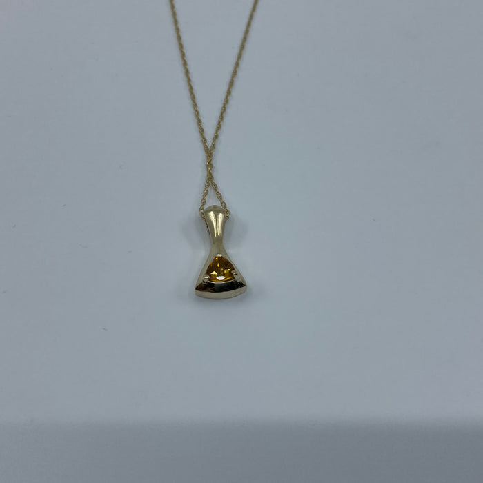 14KT Yellow Gold Trillion Cut Citrine Pendant