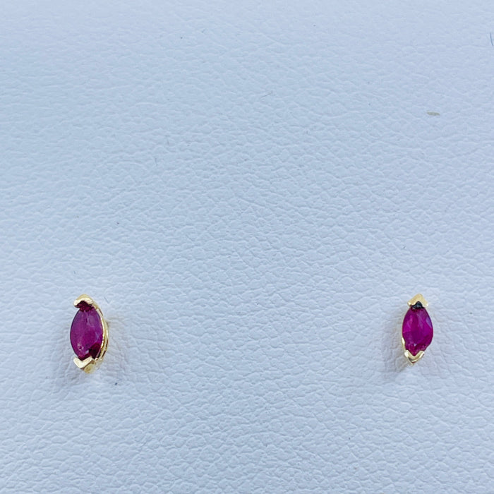14kt Yellow Gold Marquise Ruby Earrings