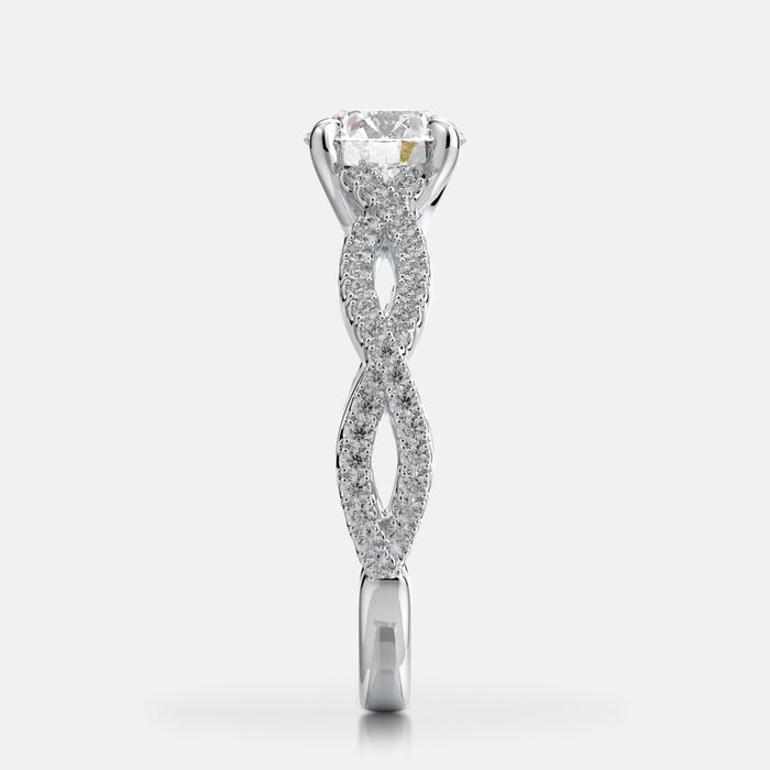 Delicate twist with diamond shank set with no less than 0.29