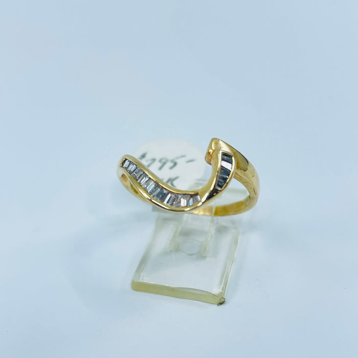 14kt Yellow Gold baguette Diamond Ring Wrap