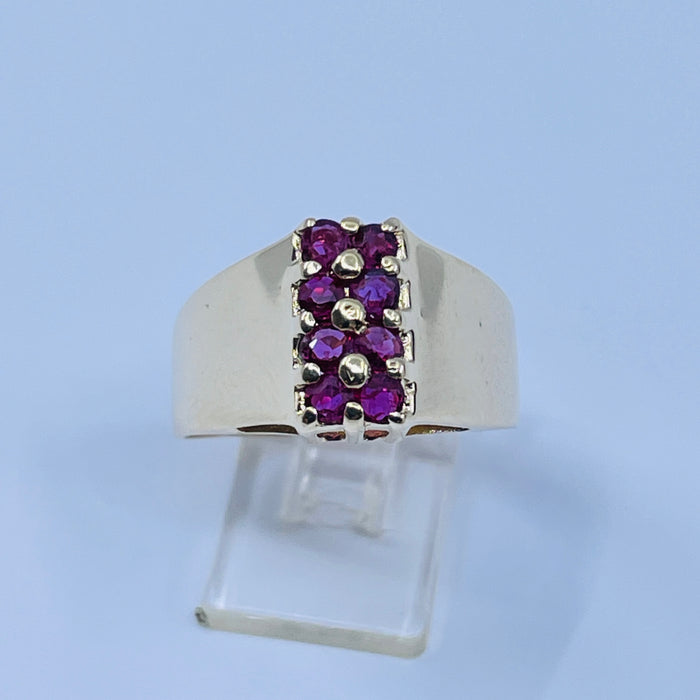 14kt Yellow Gold 8 Ruby wide band ring