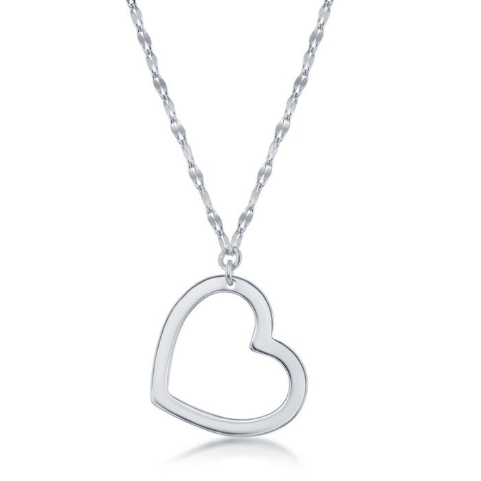 Sterling Silver Open Heart Necklace with chain