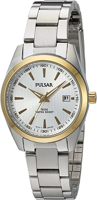 Pulsar Quartz Stainless Steel Dress Watch, Color:Silver-Toned (Model: PJ2010X)