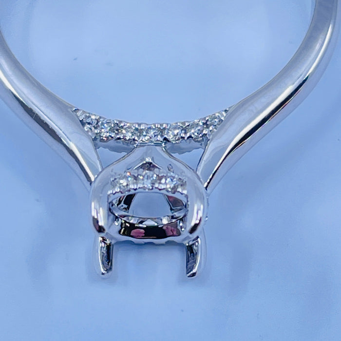 14kt White Gold Hidden Halo with gallery sides Mounting