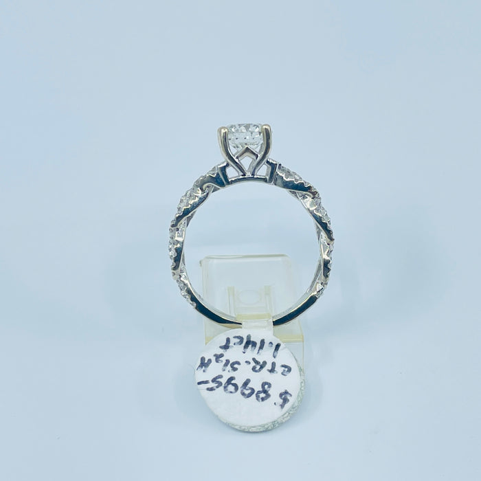 14kt White Gold 1.14ct Diamond center with .44ctw in mounting engagement Ring