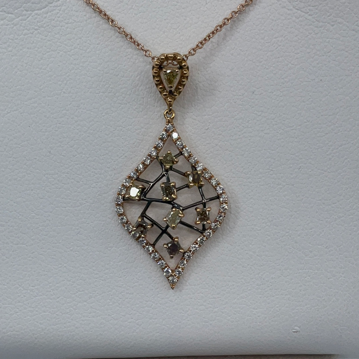 18kt Rose gold multi colored/shaped .69ctw diamond pendant