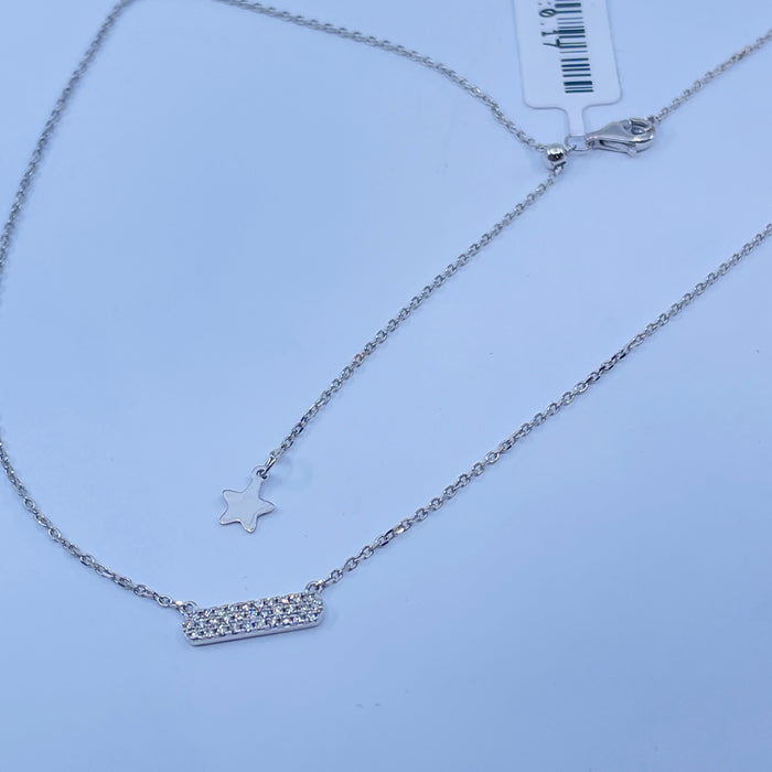 14kt White Gold Diamond Bar Necklace