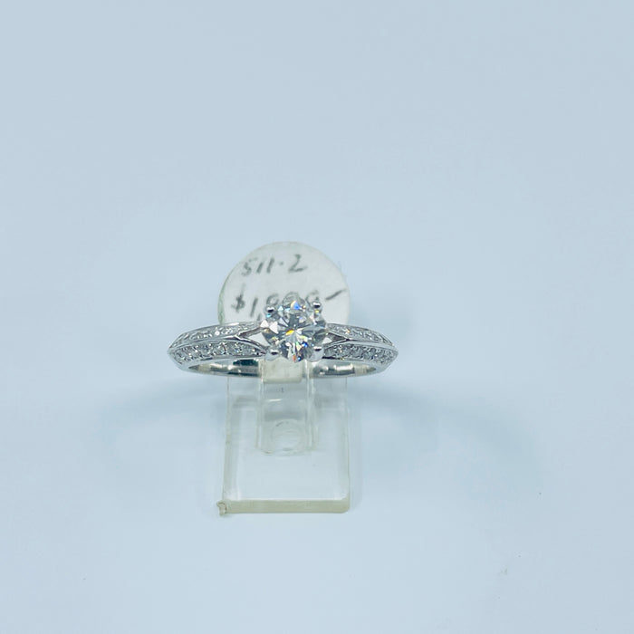 18kt White Gold Moissanite center diamond Engagement Ring