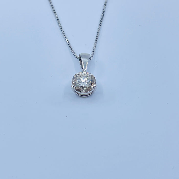 14kt White gold .66ctw J SI2 Martini set round brilliant diamond pendant
