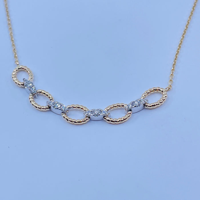 14kt TuTone fashion diamond necklace with adjustable chain