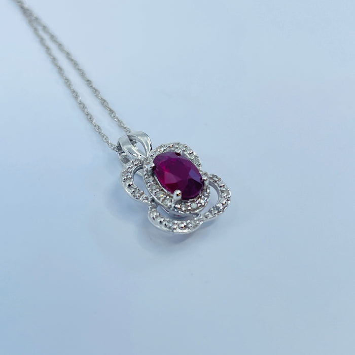 14kt White Gold Ruby and Diamond Pendant