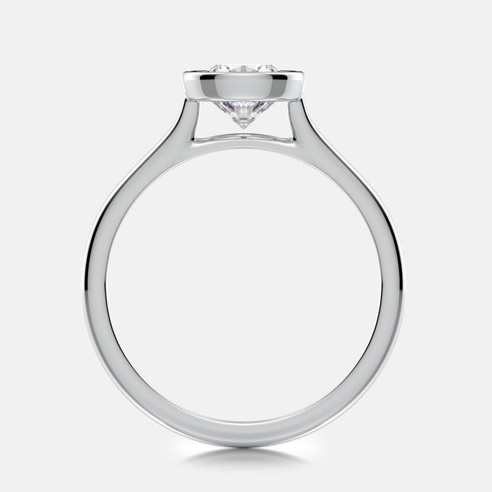 Cathedral bezel-set solitaire engagement ring mounting