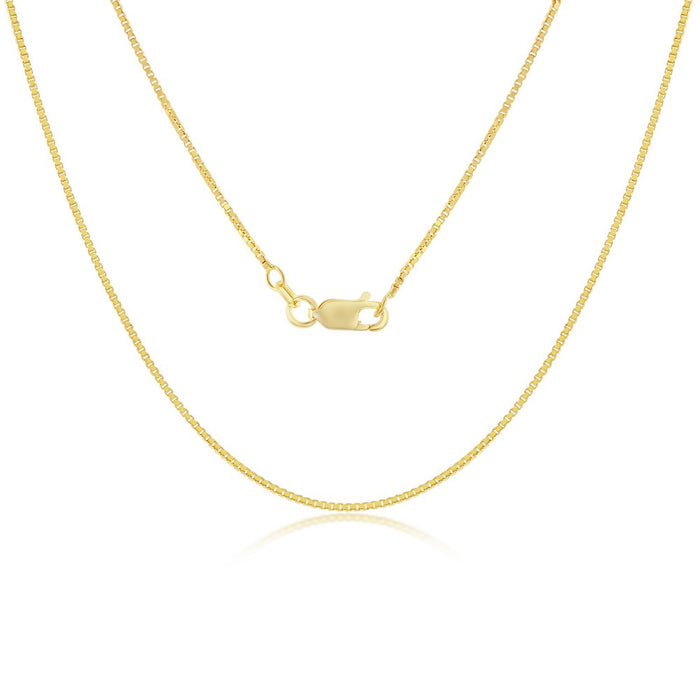 Sterling Silver 1.0mm Box Chain - Gold Plated 22”