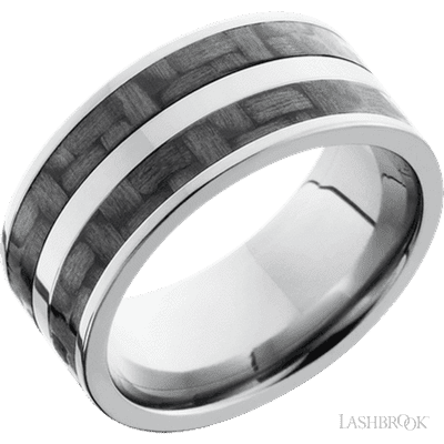 Titanium flat band with carbon fiber inlays size 10