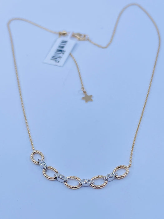 14kt TuTone fashion diamond necklace with adjustable chain