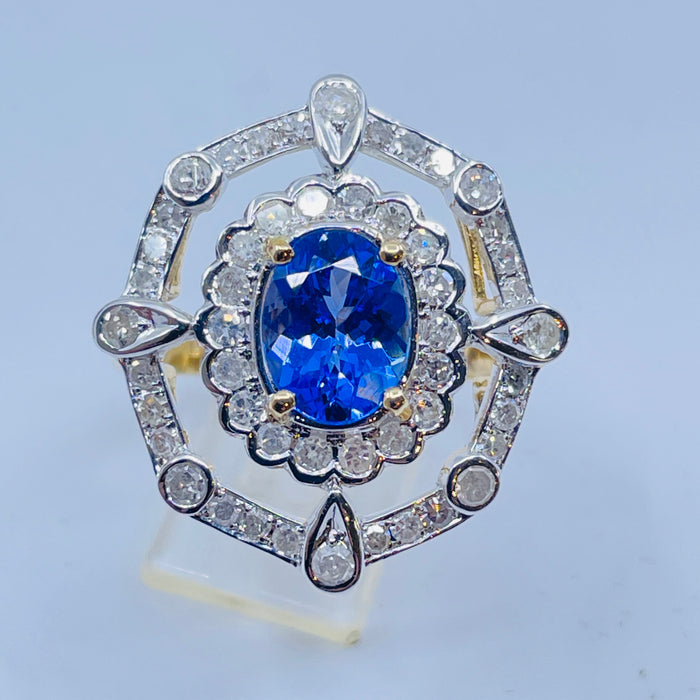 14kt White Gold Tanzanite and Diamond Ring