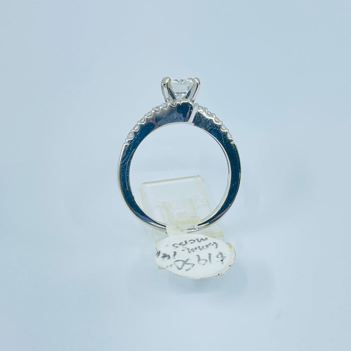 14kt White Gold 6mm Moissanite center diamond Engagement Ring