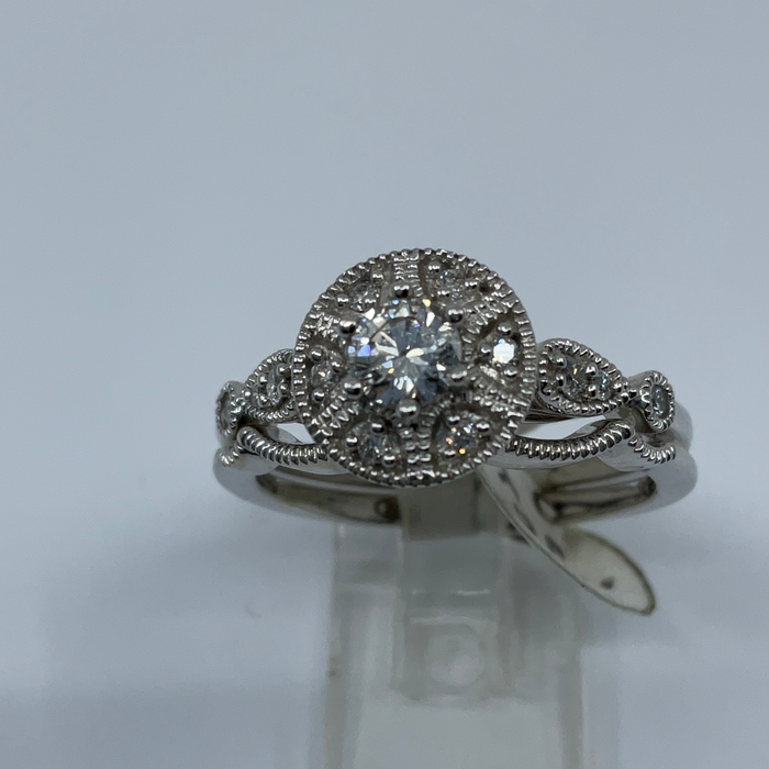 10kt White gold diamond engagement and Wedding ring set