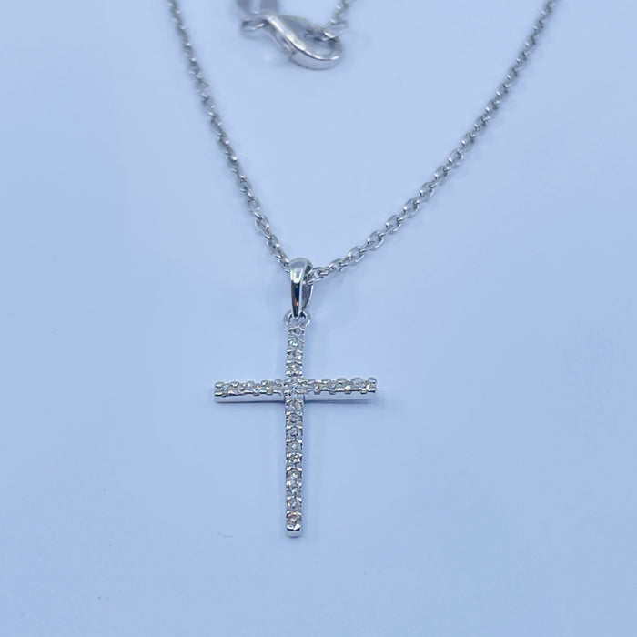 Sterling Silver .09ctw diamond cross Pendant