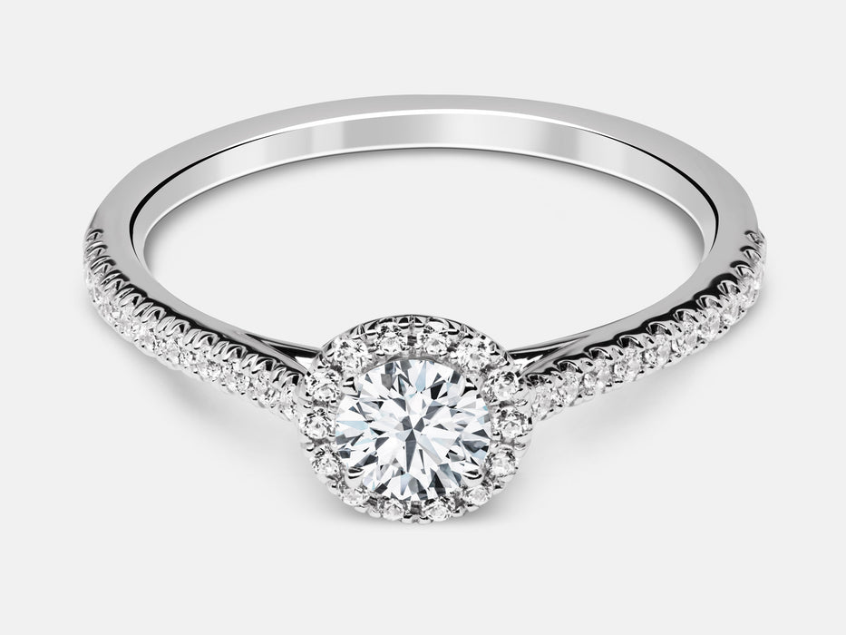 Delicate round halo with diamond shank mounting  .20ctw